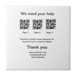 Donation Collection-tipsen burk lägger till q r na Kakelplatta