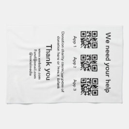 Donation Collection-tipsen burk lägger till q r na Kökshandduk