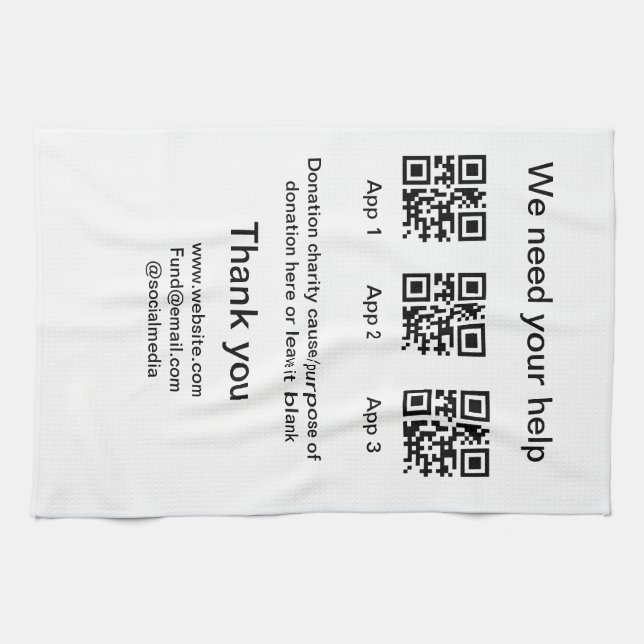 Donation Collection-tipsen burk lägger till q r na Kökshandduk (Horisontell)