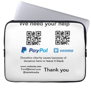 Donation Collection-tipsen burk lägger till q r na Laptop Fodral