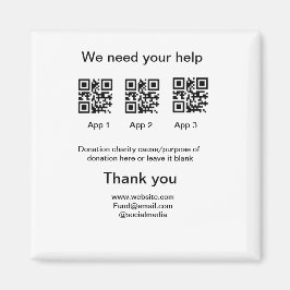 Donation Collection-tipsen burk lägger till q r na Magnet