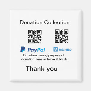 Donation Collection-tipsen burk lägger till q r na Magnet