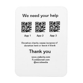 Donation Collection-tipsen burk lägger till q r na Magnet