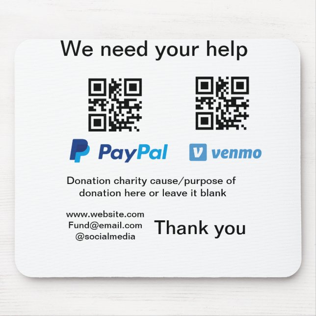 Donation Collection-tipsen burk lägger till q r na Musmatta (Framsidan)