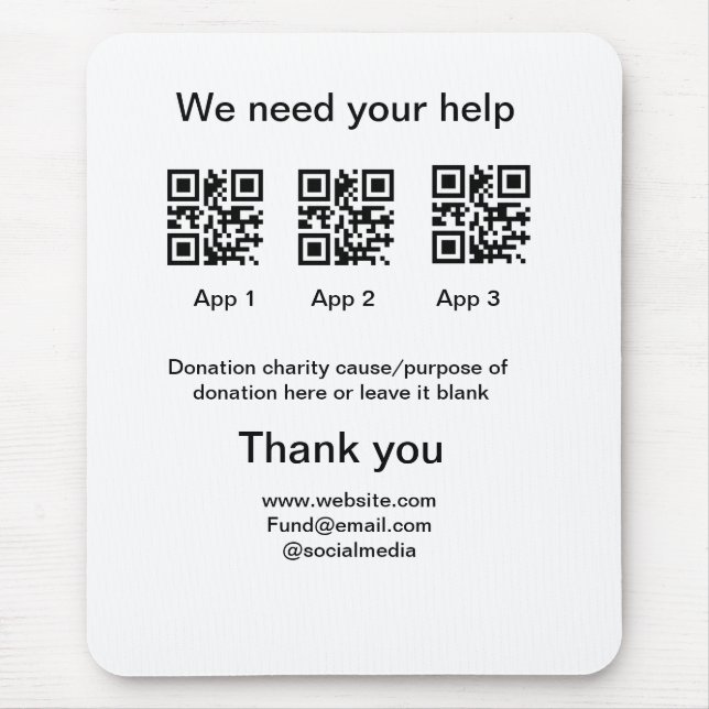 Donation Collection-tipsen burk lägger till q r na Musmatta (Framsidan)