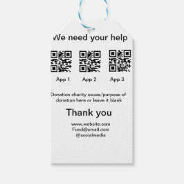 Donation Collection-tipsen burk lägger till q r na Presentetikett