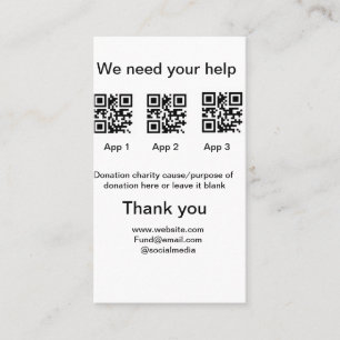 Donation Collection-tipsen burk lägger till q r na Visitkort