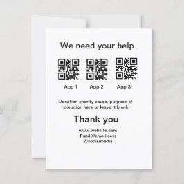 Donation Collection-tipsen burk lägger till q r na Vykort