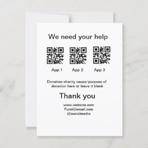Donation Collection-tipsen burk lägger till q r na Vykort