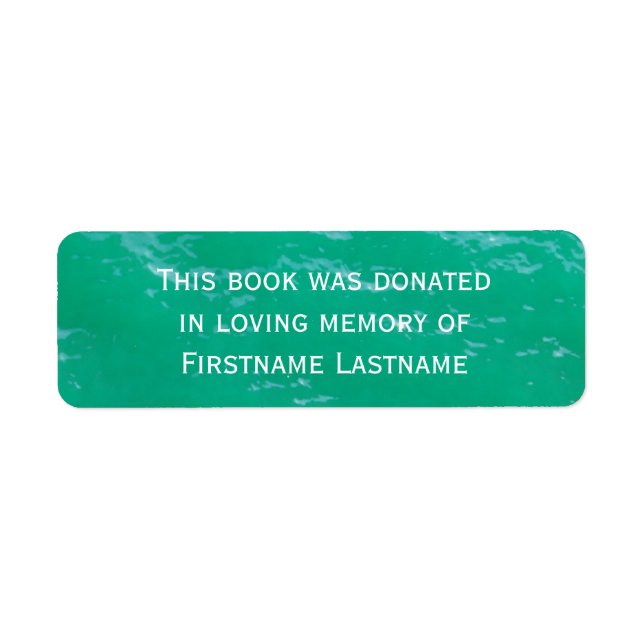 Donation Sticker bok Vatten Returadress Etikett (Framsidan)