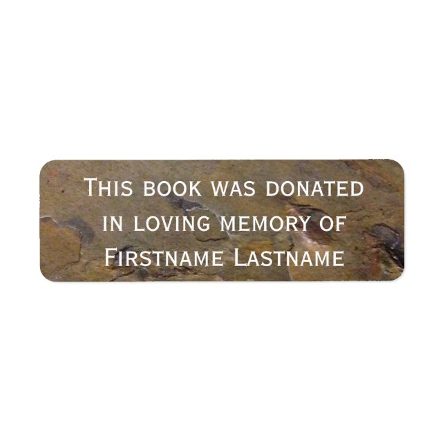 Donation Sticker Stone bok Returadress Etikett (Framsidan)