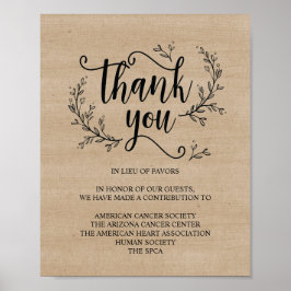 Donations- eller bidragsskylt för Bröllop från Rus Poster