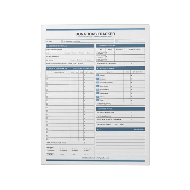 Donations Tracker Notepad Anteckningsblock (Roterad)