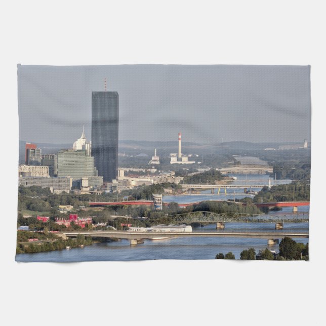 Donaucity, Wien Österrike Kökshandduk (Horisontell)