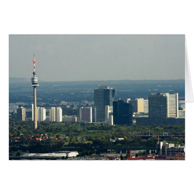 Donauturm och UNO City Hälsningskort (Framsidan Horizontal)