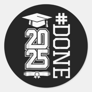 #done Cl of 2025 - Studenten so done Senior 2025 Runt Klistermärke