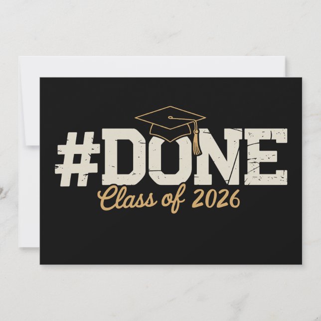 Done Class Of 2026 Gold Graduation Graduate Inbjudningar (Framsida)
