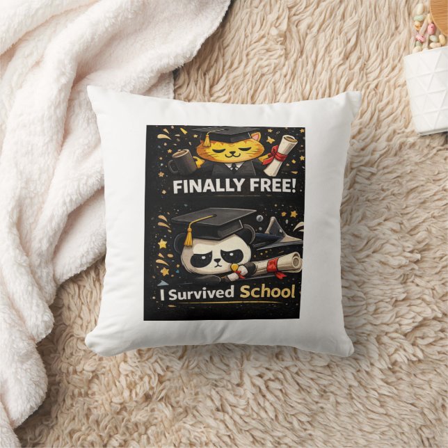 Done Finally Free Graduation Shirt Kudde (Filt)