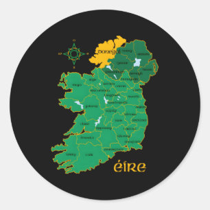 Donegal Ireland County Karta Eire Irish Travel Runt Klistermärke