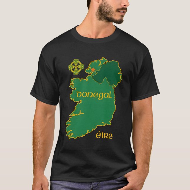 Donegal Ireland Vacation Travel Karta Tourist Celt T Shirt (Framsida)