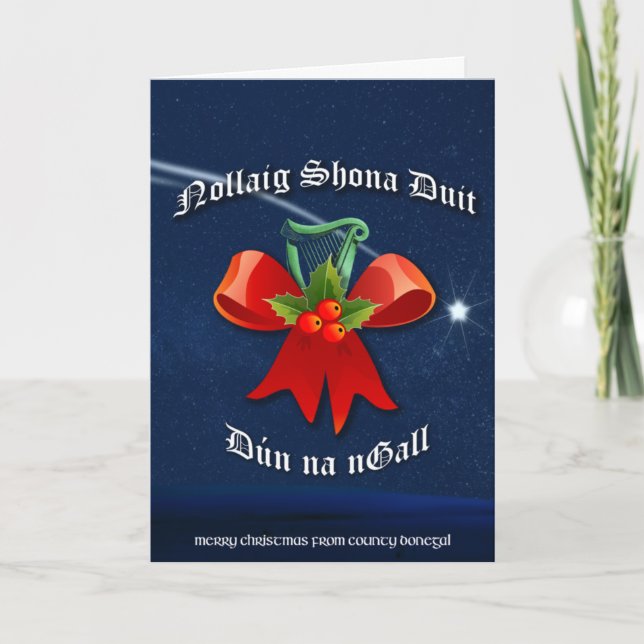 Donegal Irish jul Card - Nollaig Shona Duit Helgkort (Framsida)