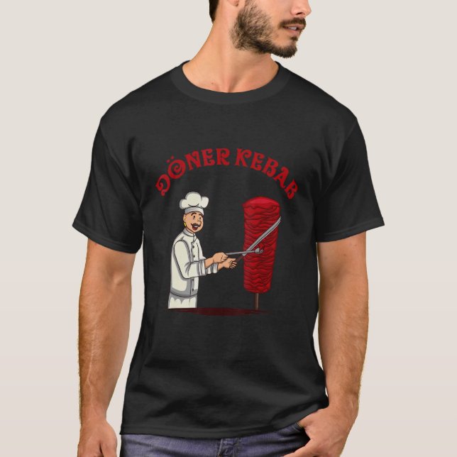 Döner Kebap Classic Cook med Kebab Spit och Knivar T Shirt (Framsida)
