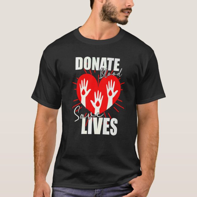 Donera Blood Spara Lives Life Saver Dispenser Bloo T Shirt (Framsida)
