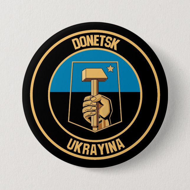 Donetsk Round Emblem Knapp (Framsida)