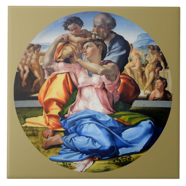 Doni Tondo, Doni Madona, Michelangelo Kakelplatta (Framsidan)