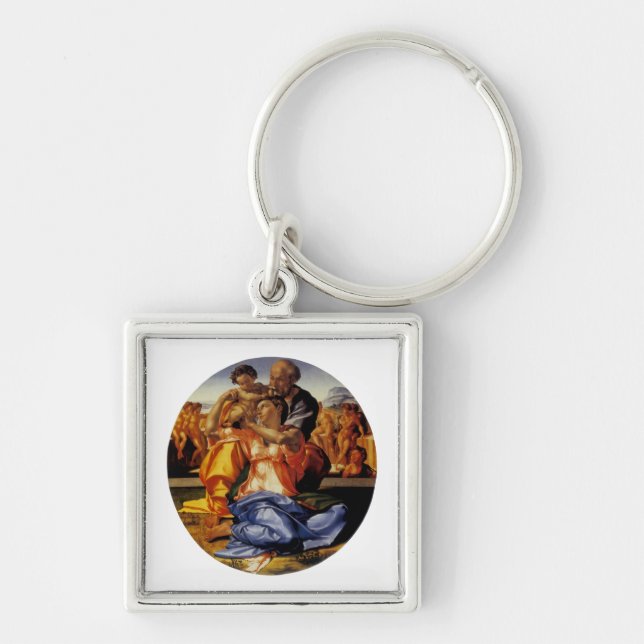 Doni Tondo Fyrkantig Silverfärgad Nyckelring (Framsidan)