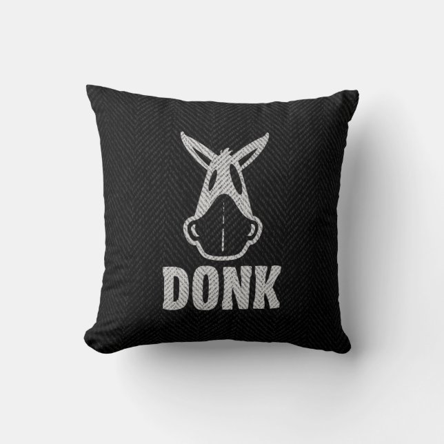 DONK - Vit på svart - kudde (Framsida)