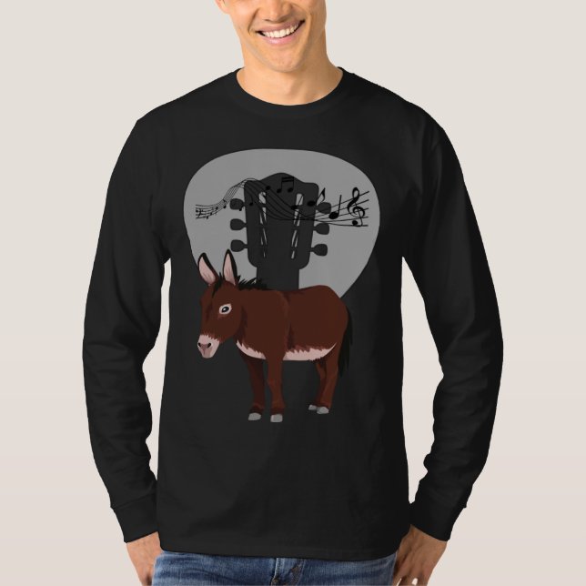 Donkey Acustic Guitar and Music Notes Powerful Ani T Shirt (Framsida)