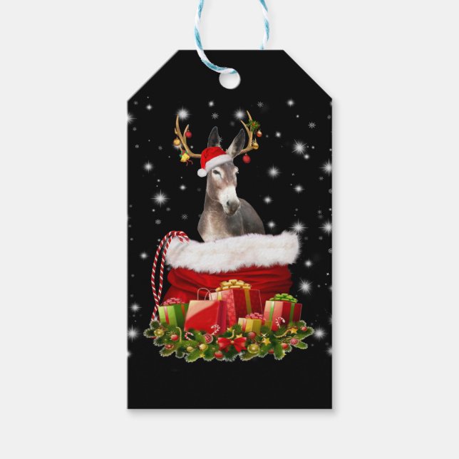 Donkey Älskare Gift| Lycklig Donkey God jul Presentetikett (Framsidan)