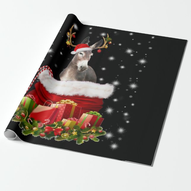 Donkey Älskare Gift| Lycklig Donkey God jul Presentpapper (Utrullad)