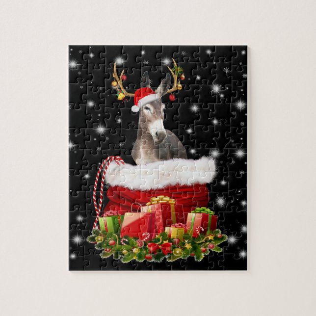 Donkey Älskare Gift| Lycklig Donkey God jul Pussel (Vertikal)