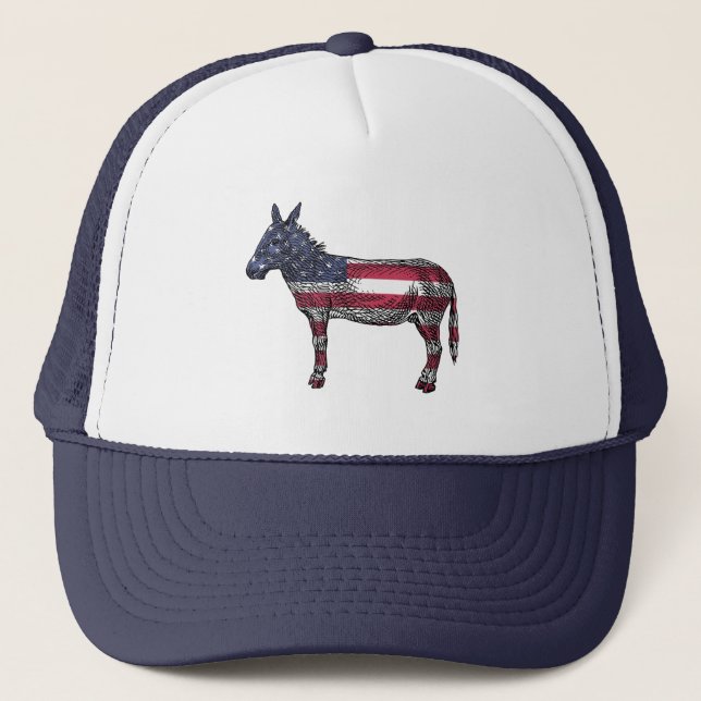 Donkey American Flagga Baseball Cap Keps (Framsida)