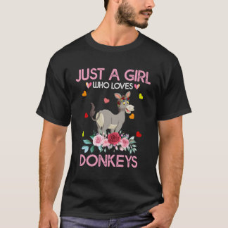 Donkey Animal Lover Gift bara en flicka som Kärlek T Shirt