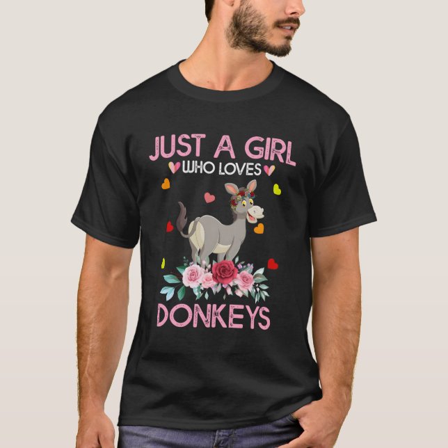 Donkey Animal Lover Gift bara en flicka som Kärlek T Shirt (Framsida)