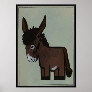 Donkey - Antiquarian, Colorful Bok Illustration Poster