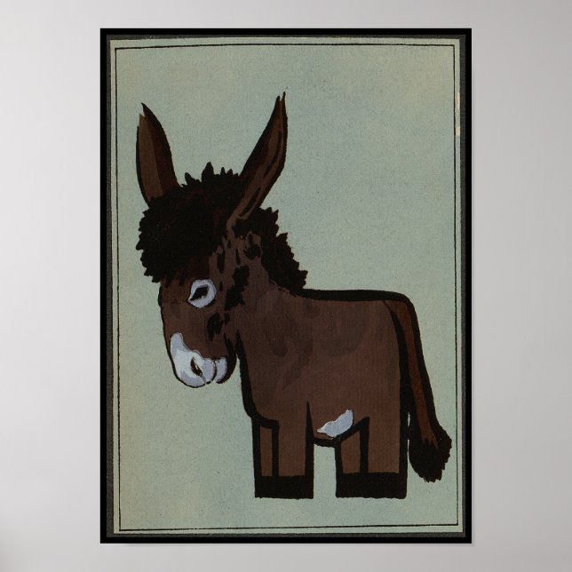 Donkey - Antiquarian, Colorful Bok Illustration Poster (Framsidan)