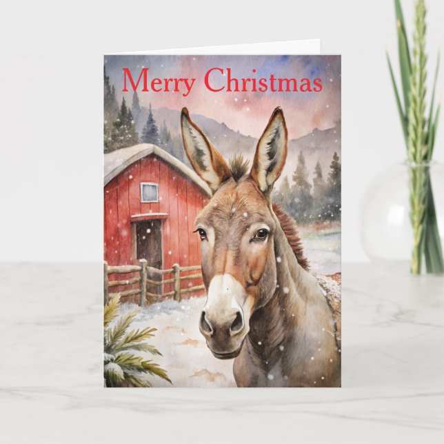 Donkey at Christmas Helgkort (Framsida)
