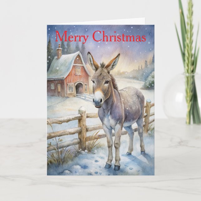 Donkey at Christmas Helgkort (Framsida)