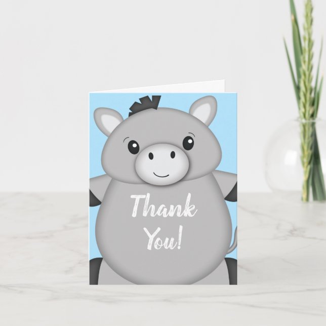Donkey Baby Shower Blue Tack Kort (Framsida)