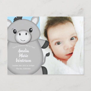 Donkey Baby Shower Blue Vykort