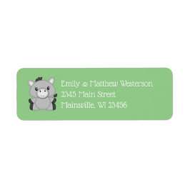 Donkey Baby Shower Returadress Etikett