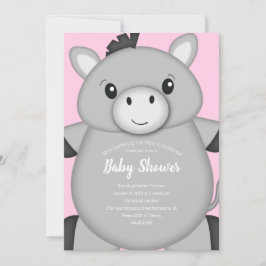 Donkey Baby Shower Rosa Inbjudningar