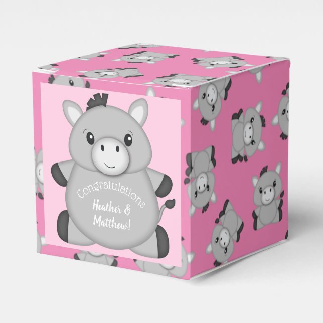 Donkey Baby Shower Rosa Presentaskar (Framsidan Sidan)
