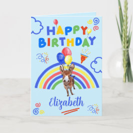 Donkey Birthday Card in Blue Kort
