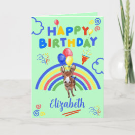 Donkey Birthday Card in Green Kort