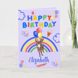 Donkey Birthday Card in Purple Kort